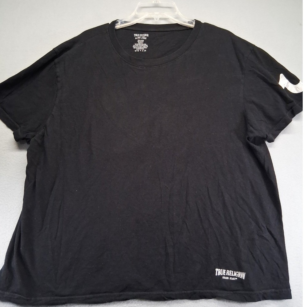 True Religion Men Black TShirt Size XL Short Sleeves